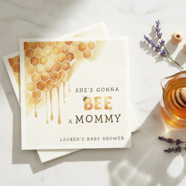 Guardanapo De Papel Honey Bee Honeycomb Watercolor Baby Shower (Honey Bee Honeycomb Watercolor Baby Shower Napkins
)
