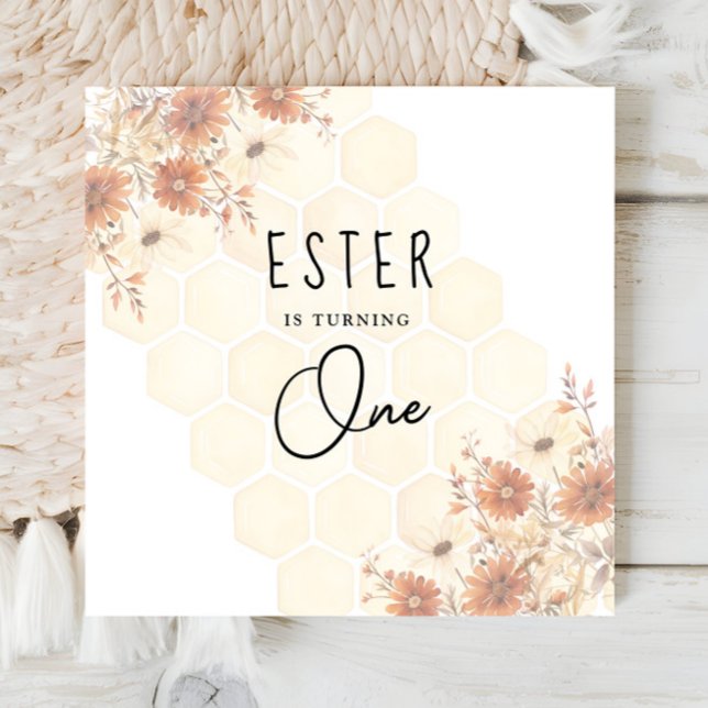 Guardanapo De Papel Honey Boho Wildflower Gênero Neutro Aniversário (Criador carregado)