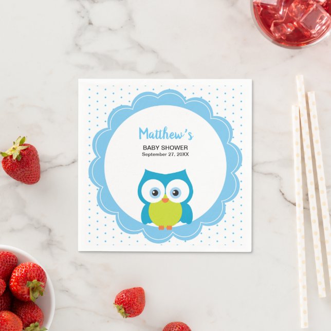 Guardanapo De Papel Hoot Owl Woodland Baby Boy Blue (Insitu)