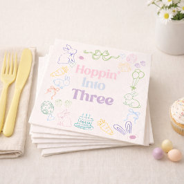 Guardanapo De Papel Hoppin’ Into Three Birthday Napkins – Bunny 3rd Bi
