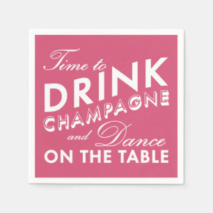 Guardanapo De Papel Hora de Beber Champanhe Rosa