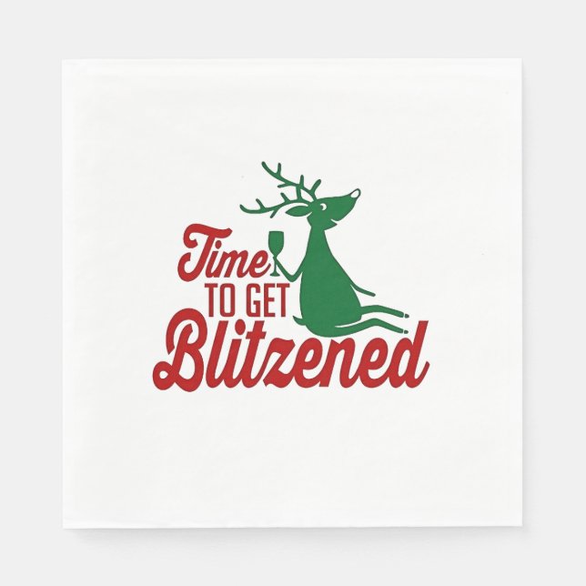 Guardanapo De Papel Hora de Blitzenar Reindeer de Natal (Frente)