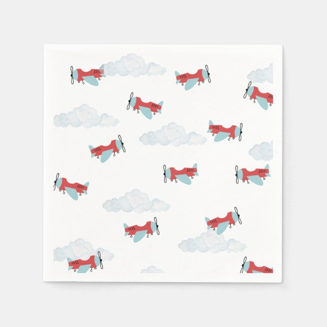 Guardanapo De Papel Hora do Voo Avião Aniversário (Frente)