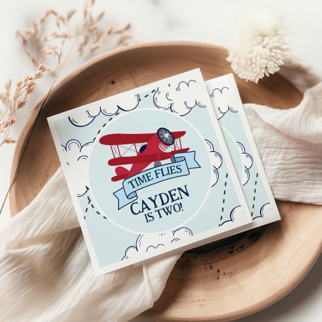 Guardanapo De Papel Hora do Voo Avião Aniversário (Criador carregado)