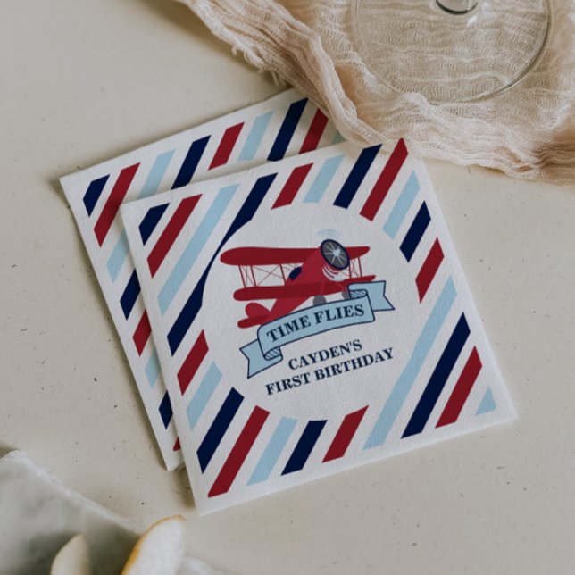 Guardanapo De Papel Hora do Voo Avião Aniversário (Criador carregado)
