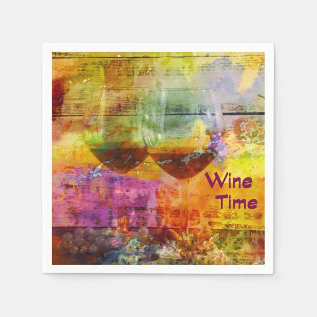 Guardanapo De Papel Horário do Vinho Coquetel Napkins (Frente)