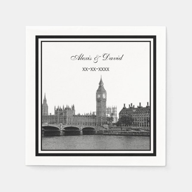 Guardanapo De Papel Horizonte de Londres Gravado Quarto Casamento (Frente)