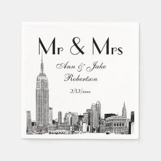 Guardanapo De Papel Horizonte de NYC 01 Etchd DIY BG Cor Casamento Sr