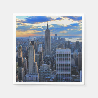 Guardanapo De Papel Horizonte de NYC no final da tarde enquanto o pôr