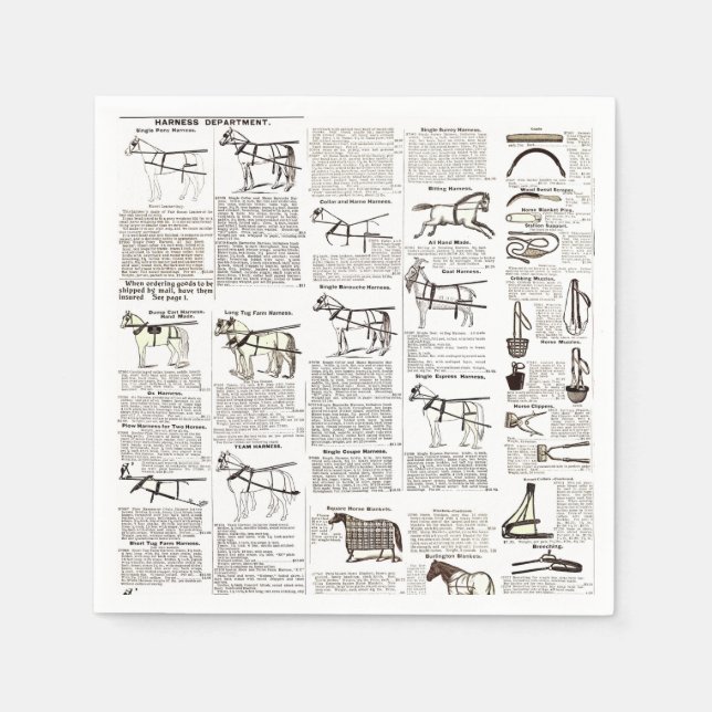 Guardanapo De Papel Horse Antique Advertising Newpaper Art (Frente)