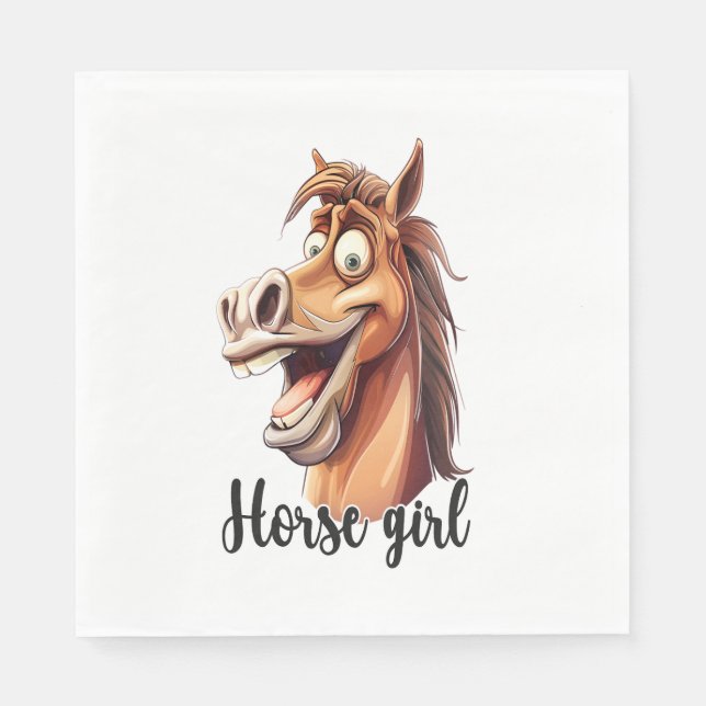 Guardanapo De Papel Horse Engraçado de Menina (Frente)