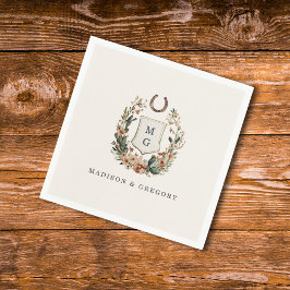 Guardanapo De Papel Horseshoe Cactus Western Country Crest Wedding 