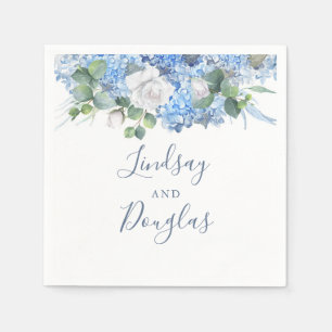 Guardanapo De Papel Hortaliças florais do Hydrangea azul empoeirado