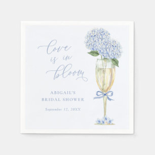 Guardanapo De Papel Hortênsia Azul Taça de Champanhe & Arco Amor em Fl