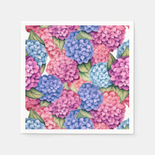 Guardanapo De Papel Hortênsia Floral Rosa Azul Papel