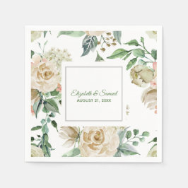 Guardanapo De Papel Hortênsia Rosa Creme Noiva Noivo Casamento Bege