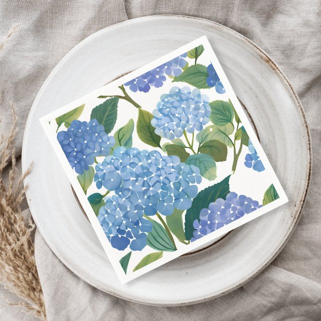 Guardanapo De Papel Hortênsias Azuis | Belo Arbusto Floral (Criador carregado)