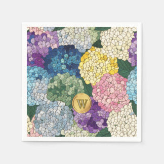 Guardanapo De Papel Hortênsias Floral Falso Vidro Pintado Monograma