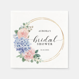 Guardanapo De Papel Hortênsias Rosa Pastel Azul Empoeirado Chá de Bebê