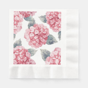 Guardanapo De Papel Hortênsias Rosa Pintura Floral Aquarela Flores