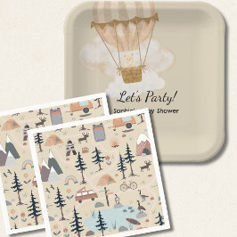 Guardanapo De Papel Hot Air Balloon, Adventure Awaits, Earth Tone 