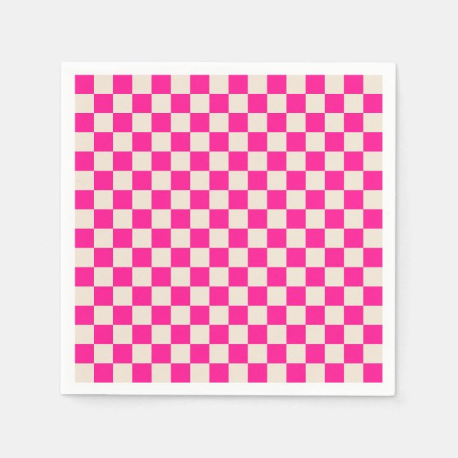 Guardanapo De Papel Hot pink and tan checkerboard pattern (Frente)