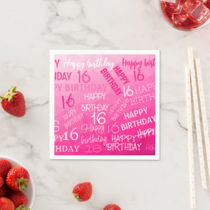 Guardanapo De Papel Hot pink Geometric Mesh Pattern birthday any age