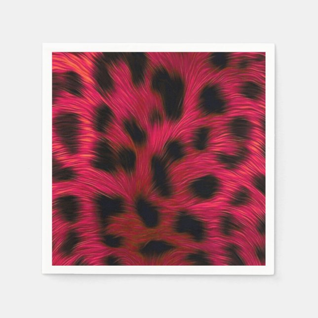 Guardanapo De Papel Hot Pink Leopard Print Faux  (Frente)
