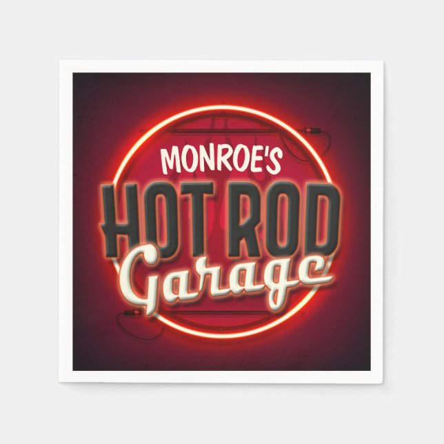 Guardanapo De Papel Hot Rod Flames Nome Personalizado Garagem Personal (Frente)