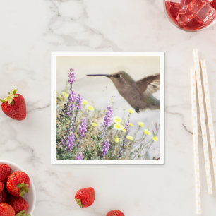 Guardanapo De Papel Hummingbird e flores silvestres Arte digital