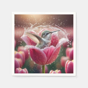 Guardanapo De Papel Hummingbird Espalhando em Tulipa