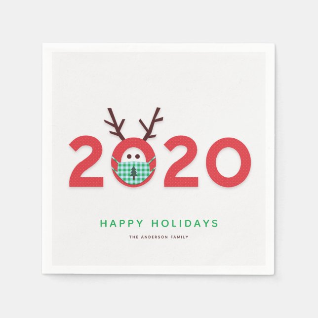 Guardanapo De Papel Humor de Feriado 2020 da Reindeer para Cima (Frente)
