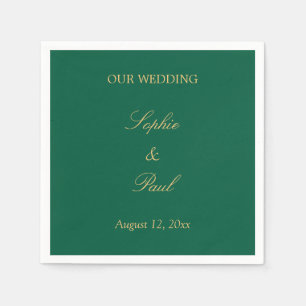 Guardanapo De Papel Hunter Green Ouro Beige Wedding Napkins