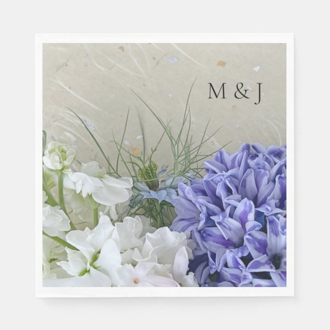 Guardanapo De Papel Hyacinte azul com flores brancas (Frente)