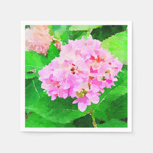 Guardanapo De Papel Hydrangea cor-de-rosa da aguarela