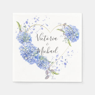 Guardanapo De Papel Hydrangea Dourado Heart Watercolor Weding