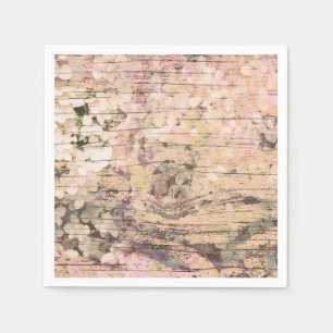 Guardanapo De Papel Hydrangea Floral Sepia Tan Farmhouse Vintage Wood