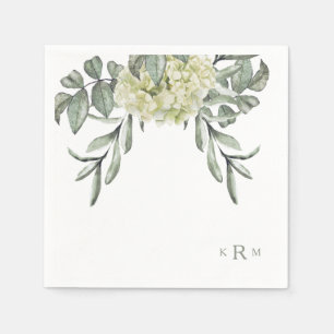 Guardanapo De Papel Hydrangea Foliage Sage Monograma Cocktail Napkins
