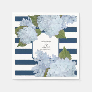 Guardanapo De Papel Hydrangea listrado branco dos azuis marinhos
