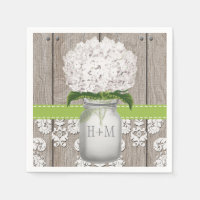 Hydrangea Mason Jar, Monograma Verde
