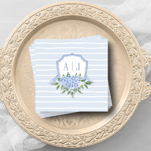 Guardanapo De Papel Hydrangea Monograma Crest com Stripes Favor
