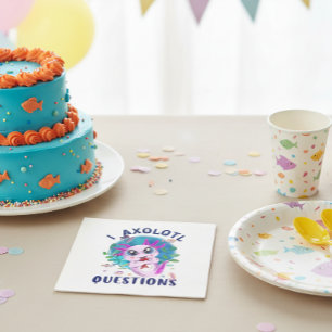 Guardanapo De Papel I Axolotl Perguntas, Kawaii rosa anfíbio