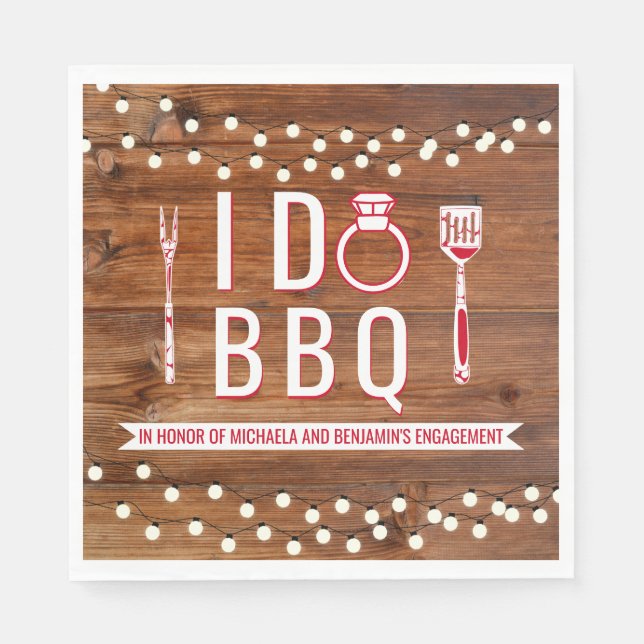 Guardanapo De Papel I Do BBQ Rustic Couples Shower Engagement Party (Frente)