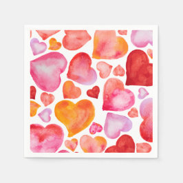 Guardanapo De Papel I love you watercolor hearts