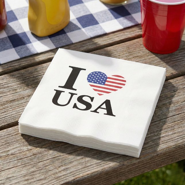 GUARDANAPO DE PAPEL "I ❤️ USA" (Freedom’s Favorite Napkin.)