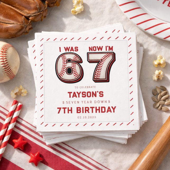 Guardanapo De Papel I Was 6, Now I’m 7 – Baseball 7th Birthday (I Was 6, Now I’m 7 – Baseball 7th Birthday Napkins
)