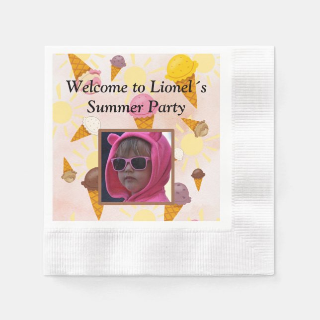 Guardanapo De Papel ice cream summer party photo (Frente)