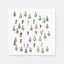 Guardanapo De Papel Ice Skater Pine │ gelo patinando no natal
