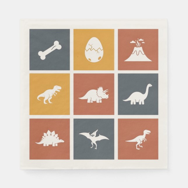 Guardanapo De Papel Ícone de Grade de Dinossauro Moderno (Frente)