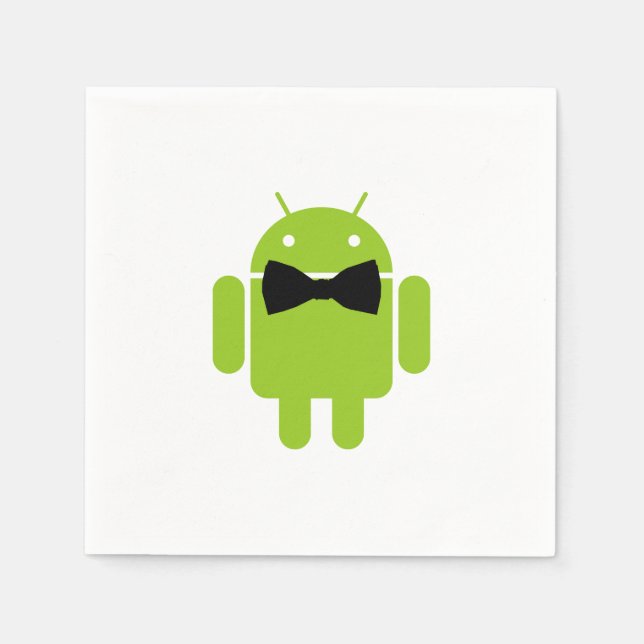 Guardanapo De Papel Ícone Robot Android de Gravação de Arco Formal (Frente)